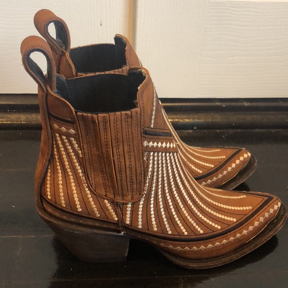 Yippee Ki Yay by Old Gringo Quincy Suede Shedron Ankle Boots  5 New Brown Multi - Picture 2 of 12